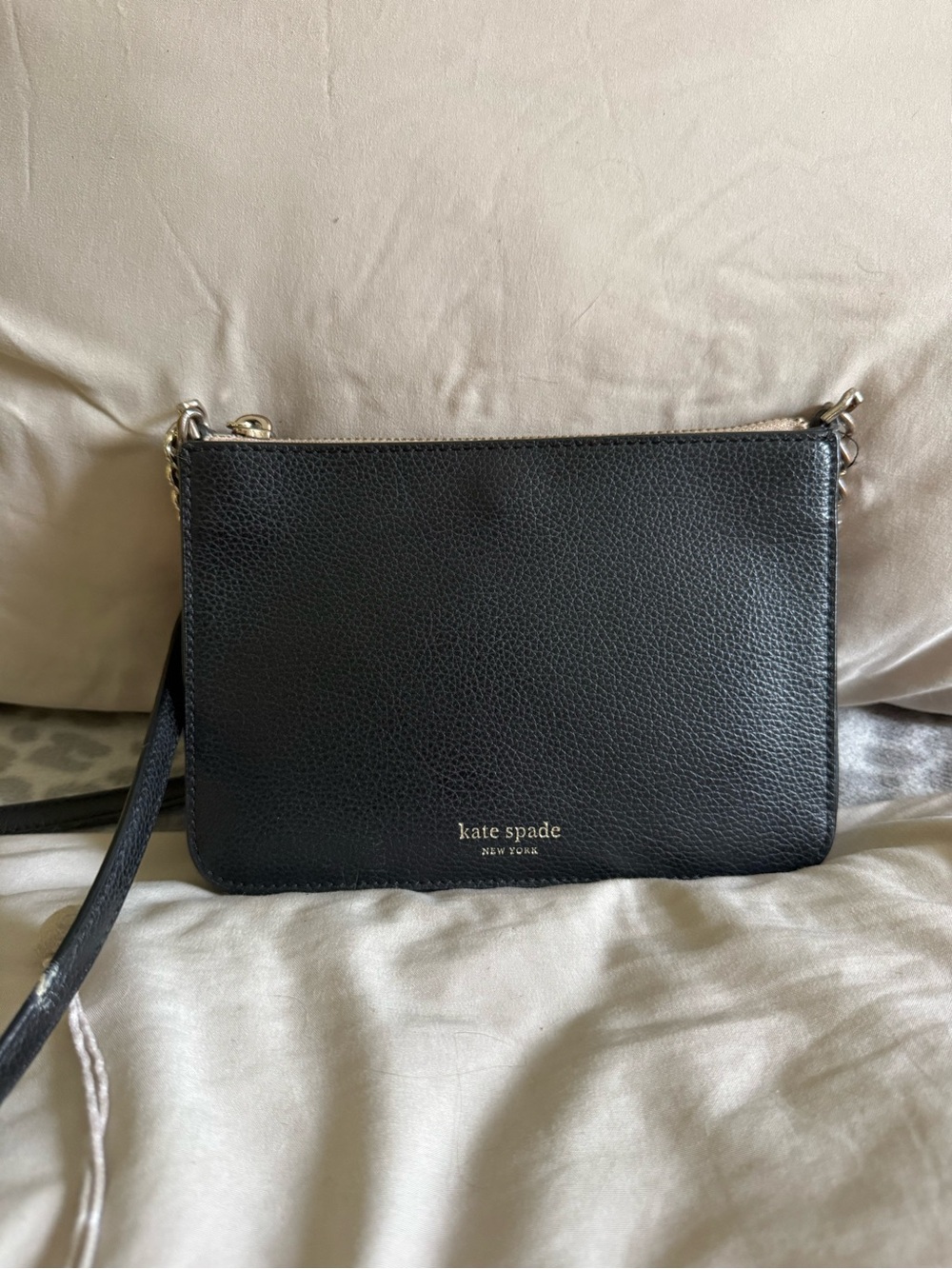 kate spade Black Pebbled Leather Crossbody with Gold Hardware
